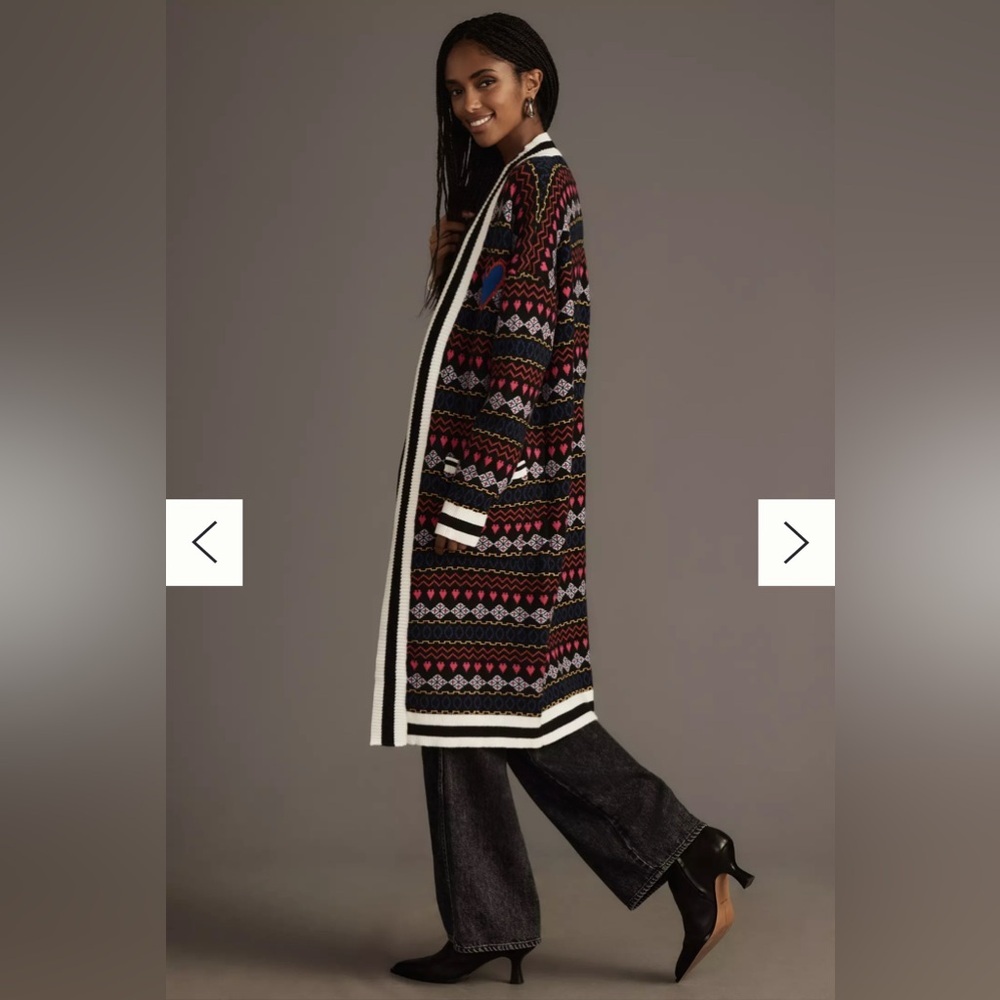 New NWT By Anthropologie Printed Duster Cardigan Sweater - Picture 3 of 10